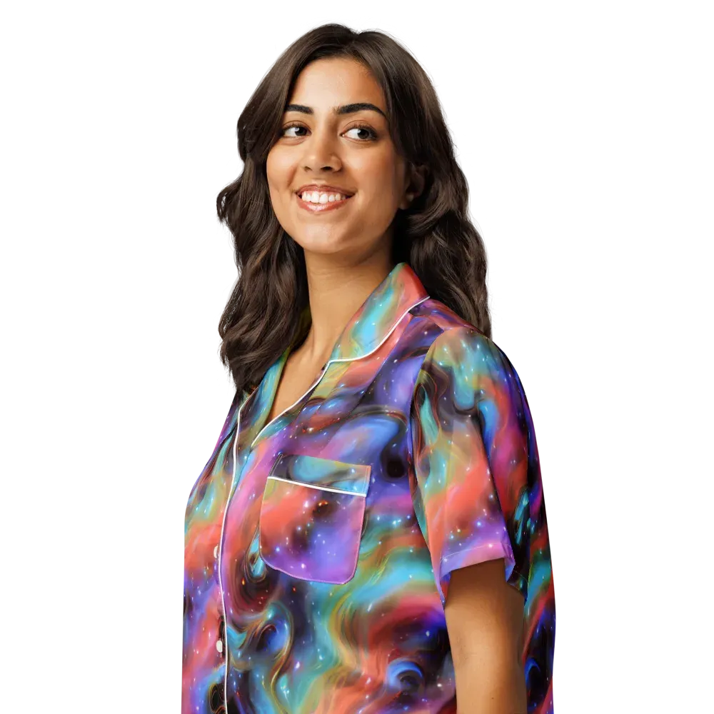 Starfire Drift on Women's Short Sleeve Pajama Top — Left Front
