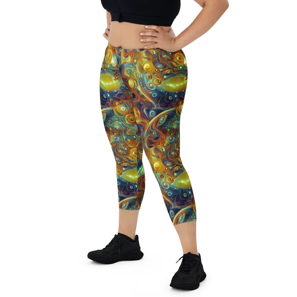 Liquid Orion on Capri Leggings — Front