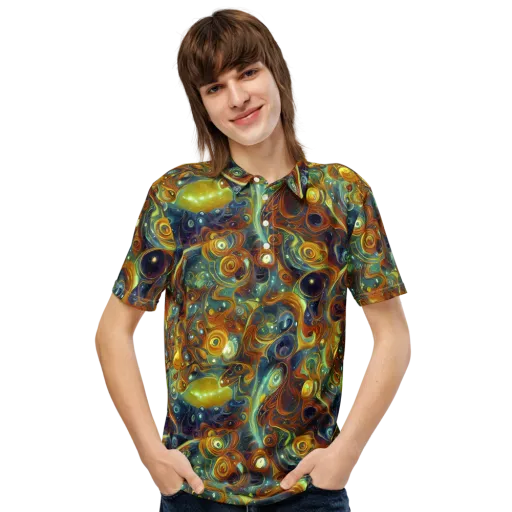 Liquid Orion on a Men's Slim Fit Polo Shirt
