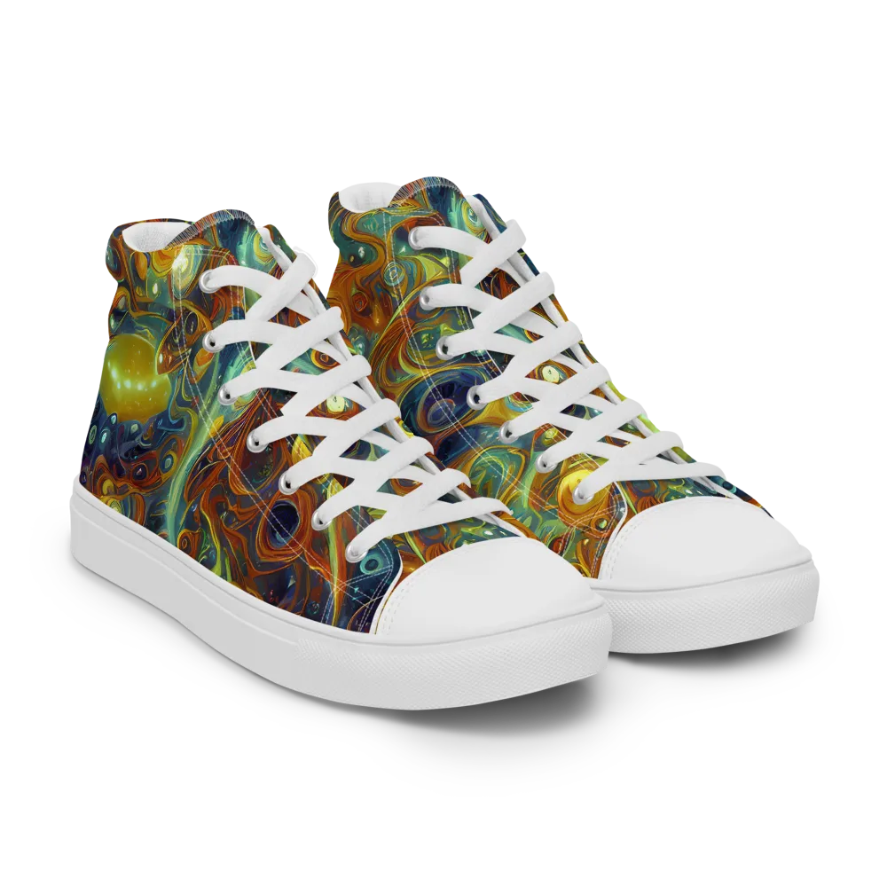 Liquid Orion on Men's High Top Canvas Shoes — Right Front