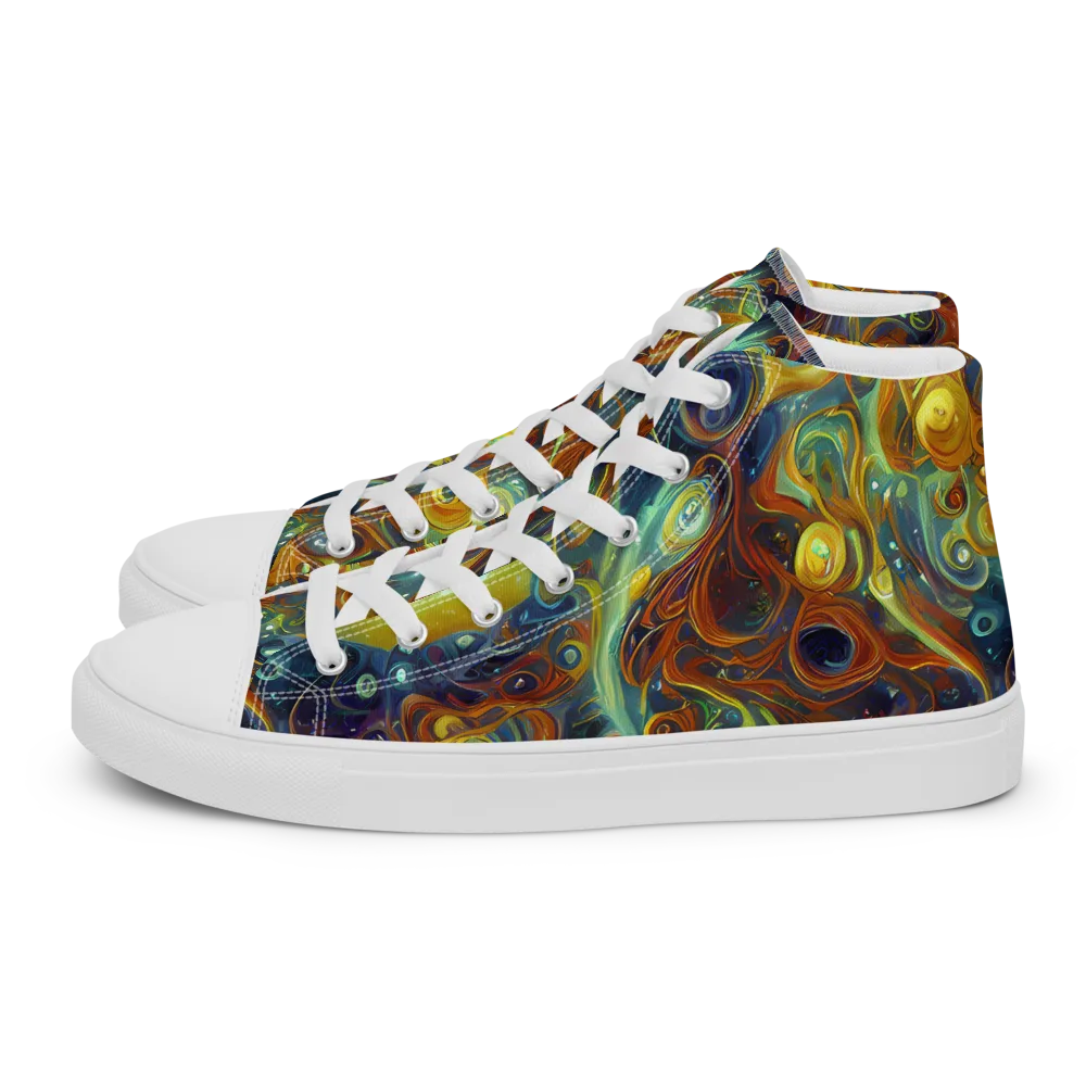 Liquid Orion on Women's High Top Canvas Shoes — Left