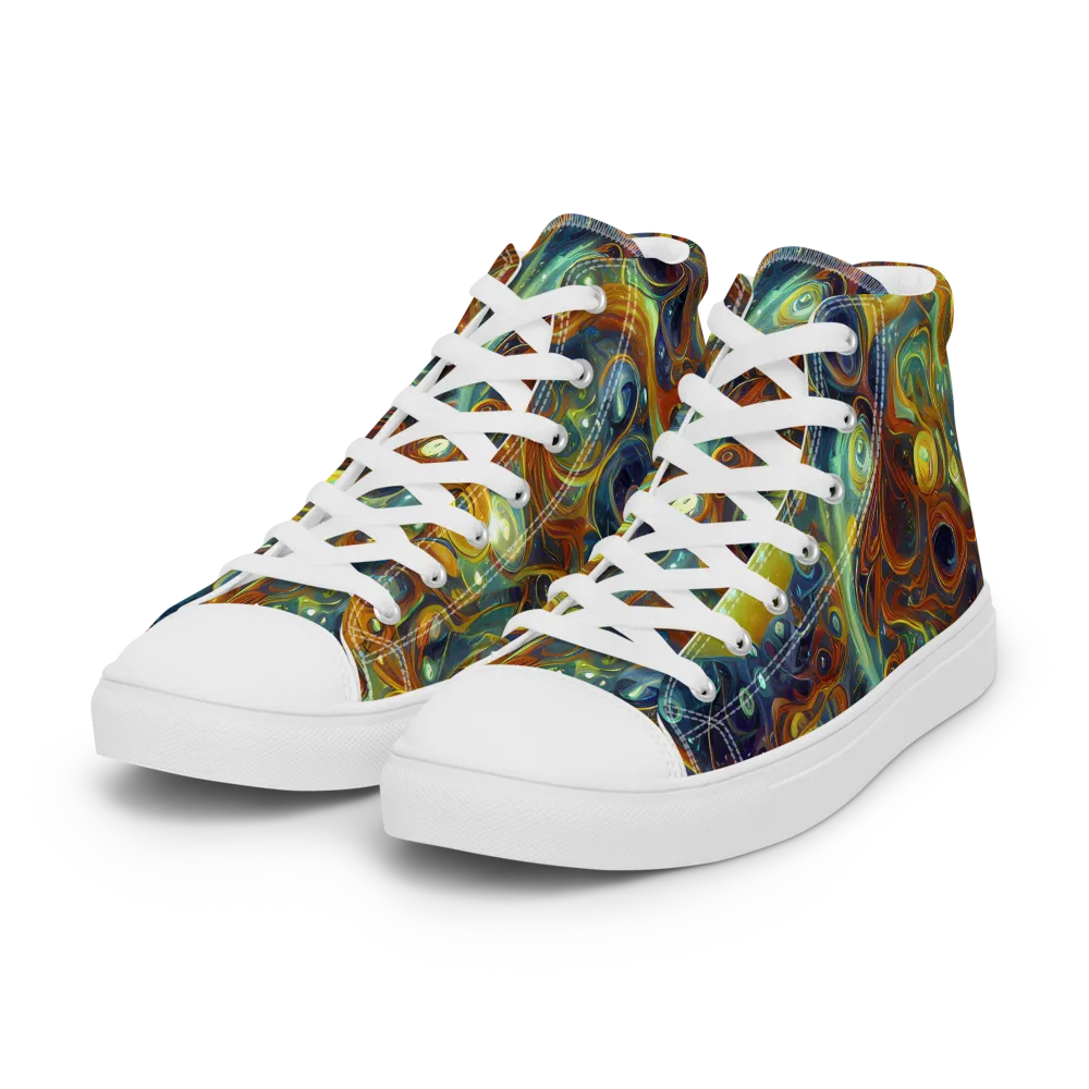 Liquid Orion on Women's High Top Canvas Shoes — Left Front