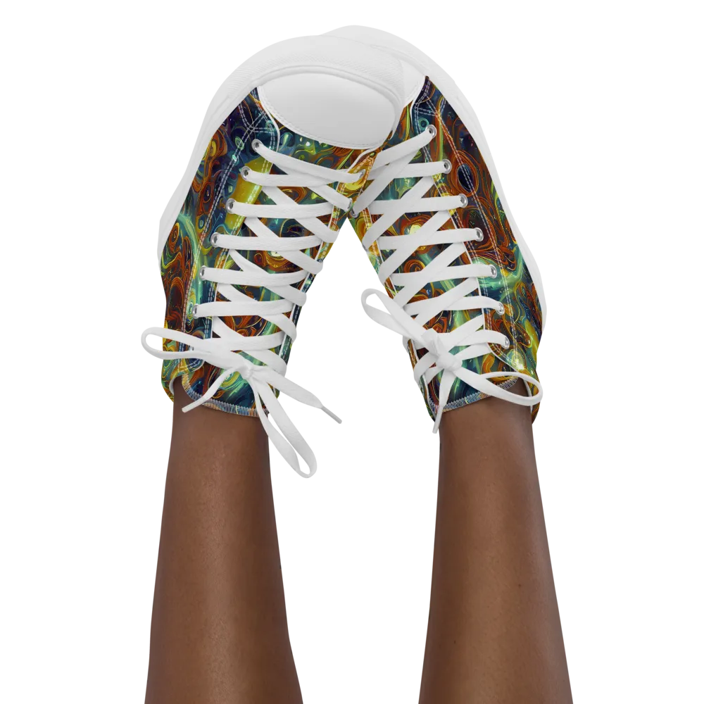 Liquid Orion on Women's High Top Canvas Shoes — Front