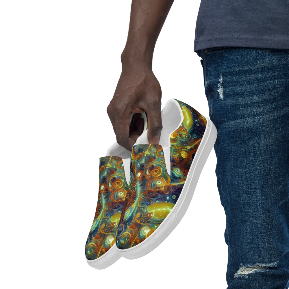 Liquid Orion on Men's Slip-On Canvas Shoes — Left Front