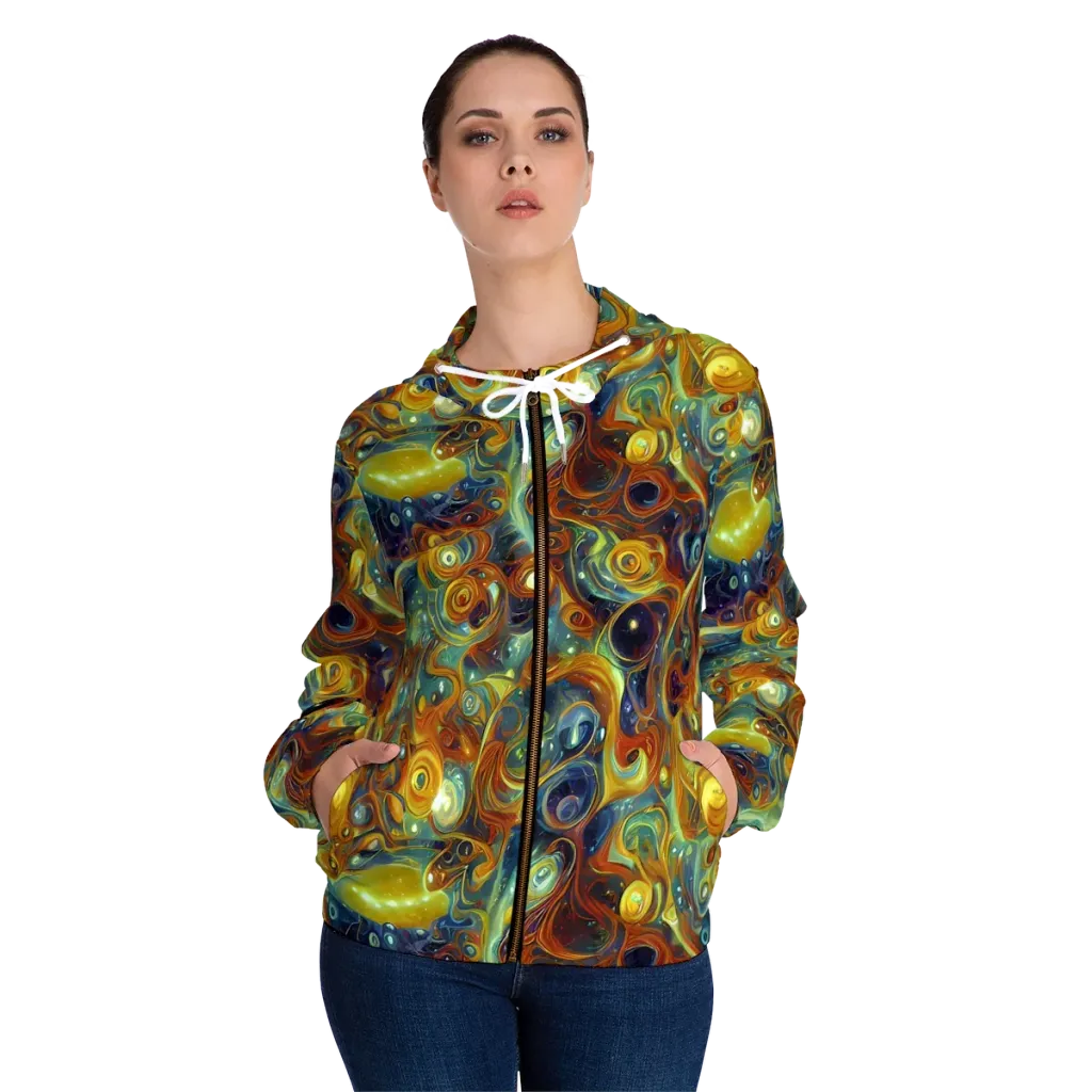 Liquid Orion on Women's Full-Zip Hoodie — Front On Person