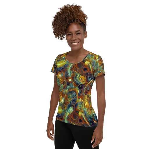 Liquid Orion on a Women's Athletic T-Shirt