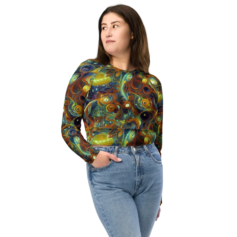 Liquid Orion on Long Sleeve Crop Top — Front
