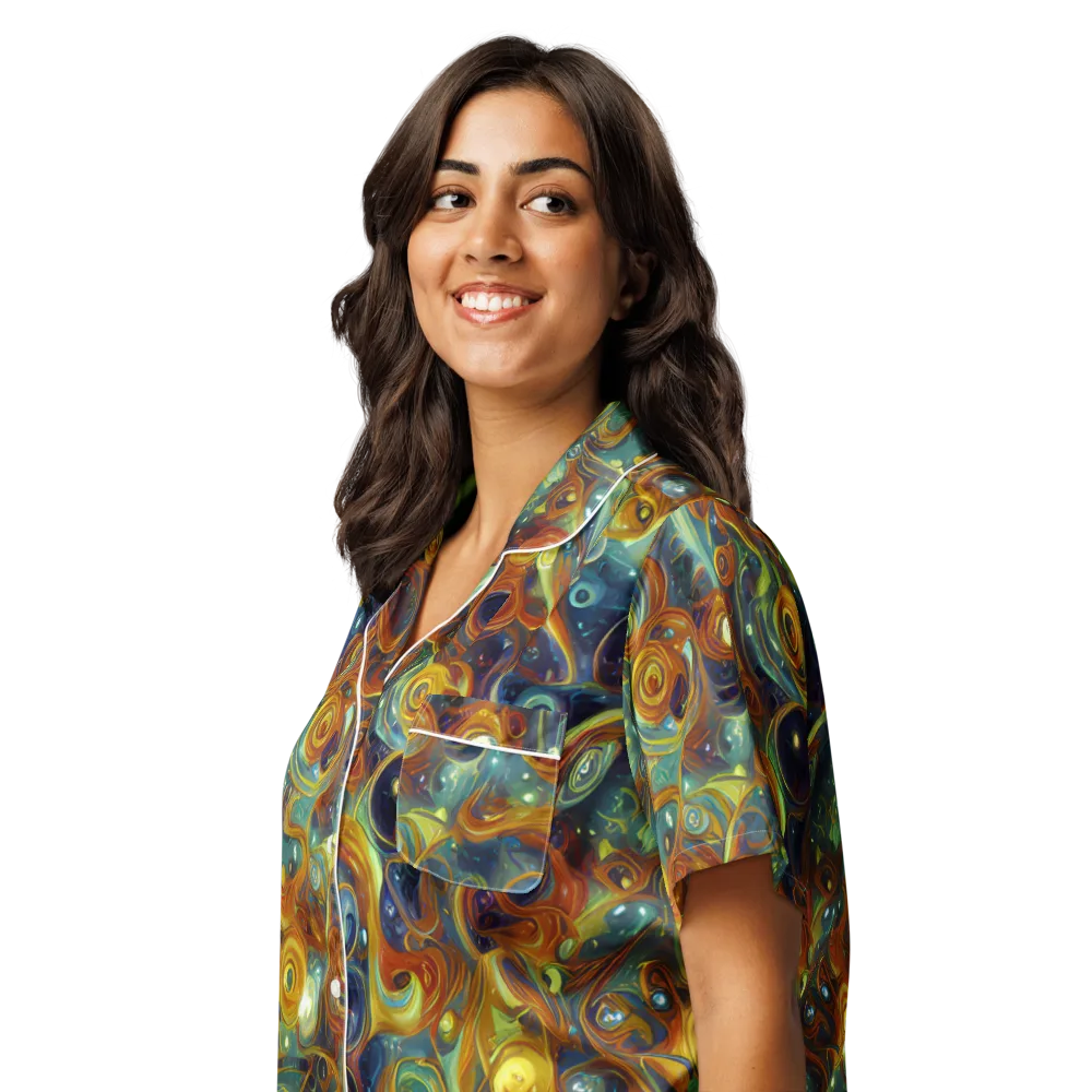 Liquid Orion on Women's Short Sleeve Pajama Top — Left Front