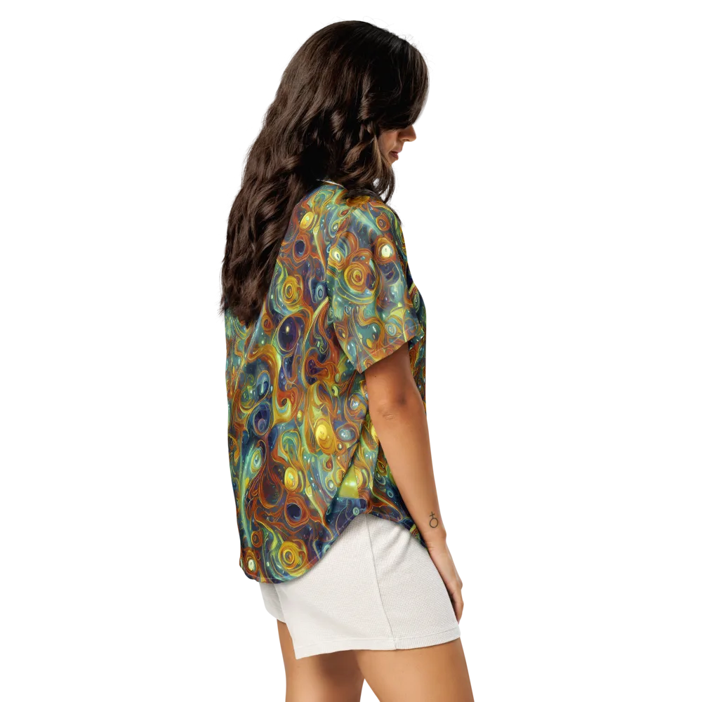 Liquid Orion on Women's Short Sleeve Pajama Top — Right Back
