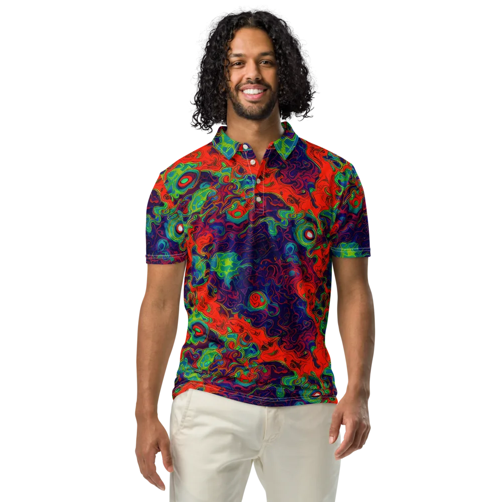 Inferno Ripple on Men's Slim Fit Polo Shirt — Front