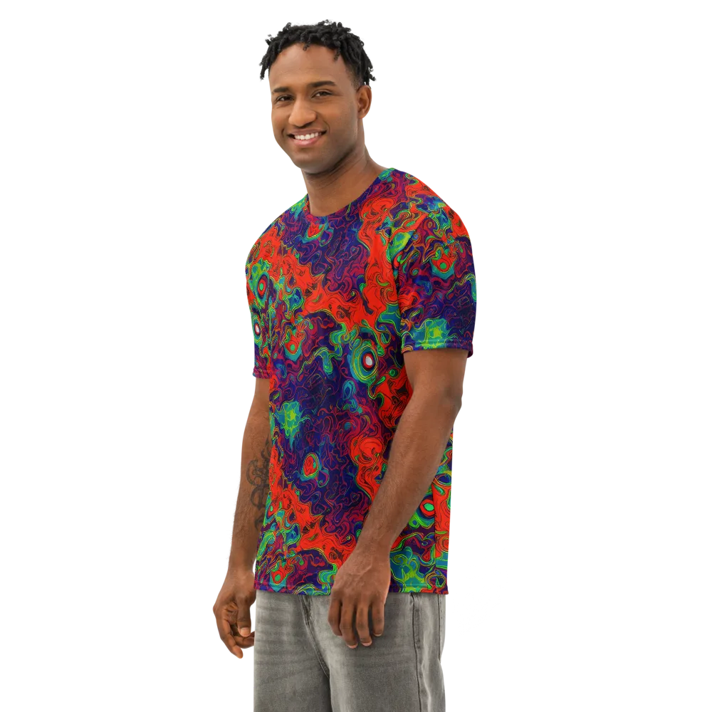 Inferno Ripple on Men's Cotton Crew Neck T-Shirt — Left Front