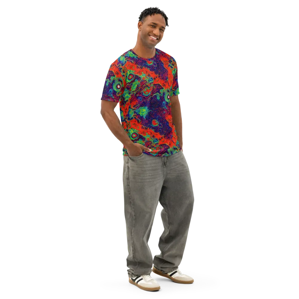 Inferno Ripple on Men's Cotton Crew Neck T-Shirt — Right Front