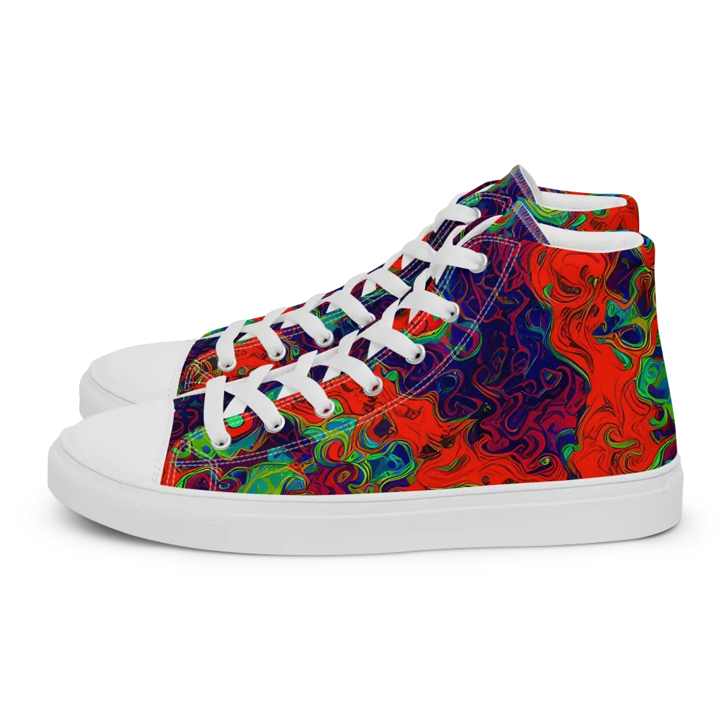 Inferno Ripple on Men's High Top Canvas Shoes — Left