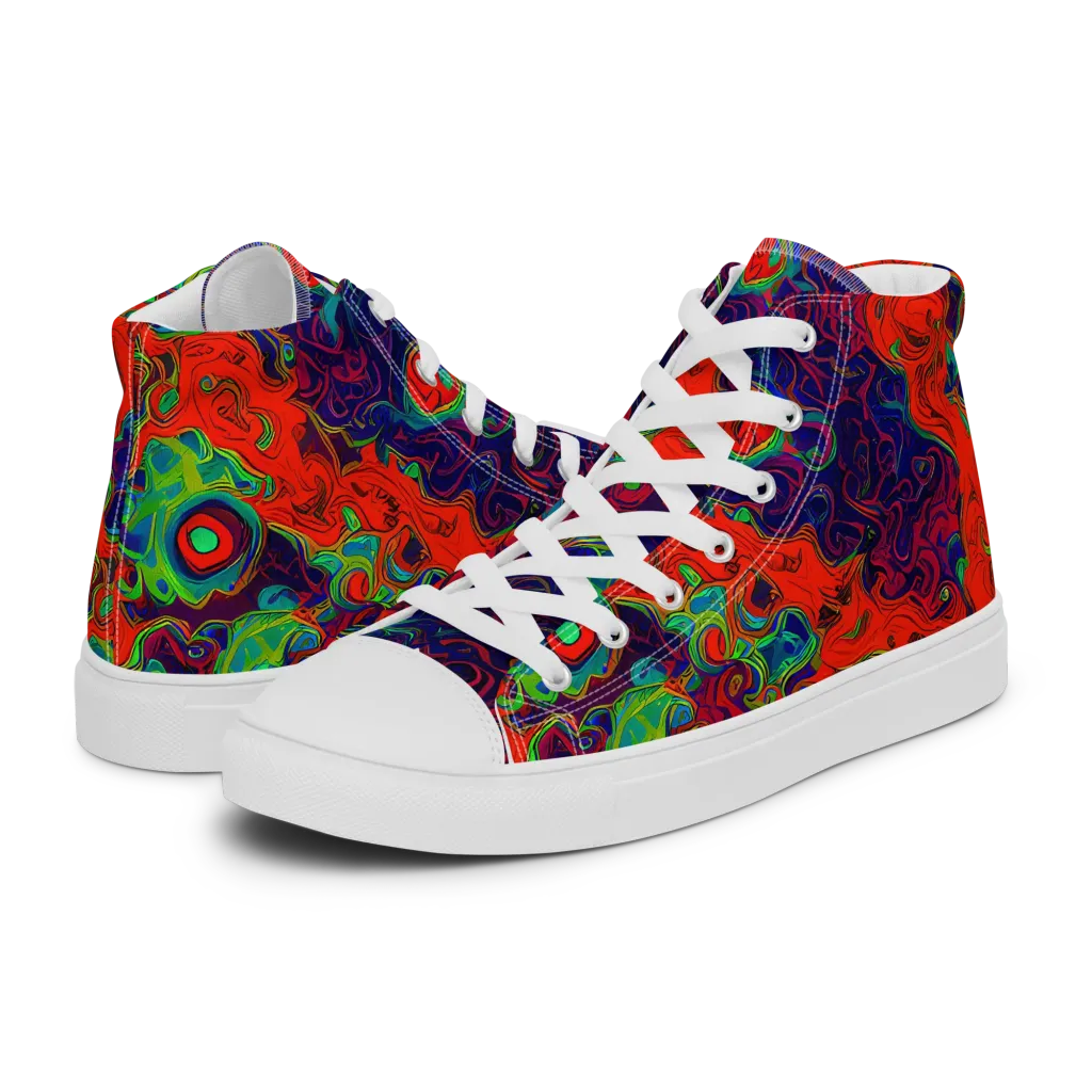 Inferno Ripple on Men's High Top Canvas Shoes — Left