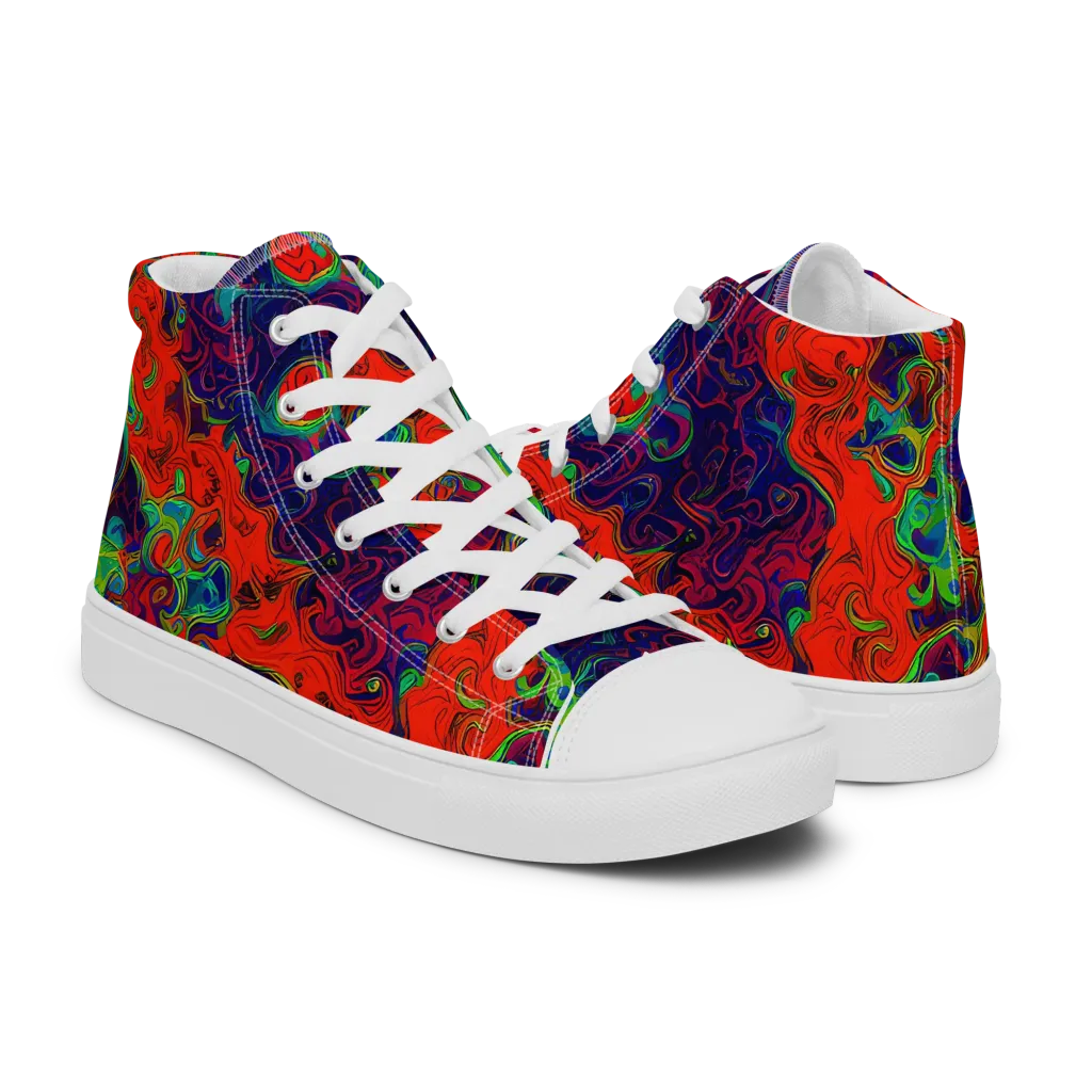 Inferno Ripple on Men's High Top Canvas Shoes — Right