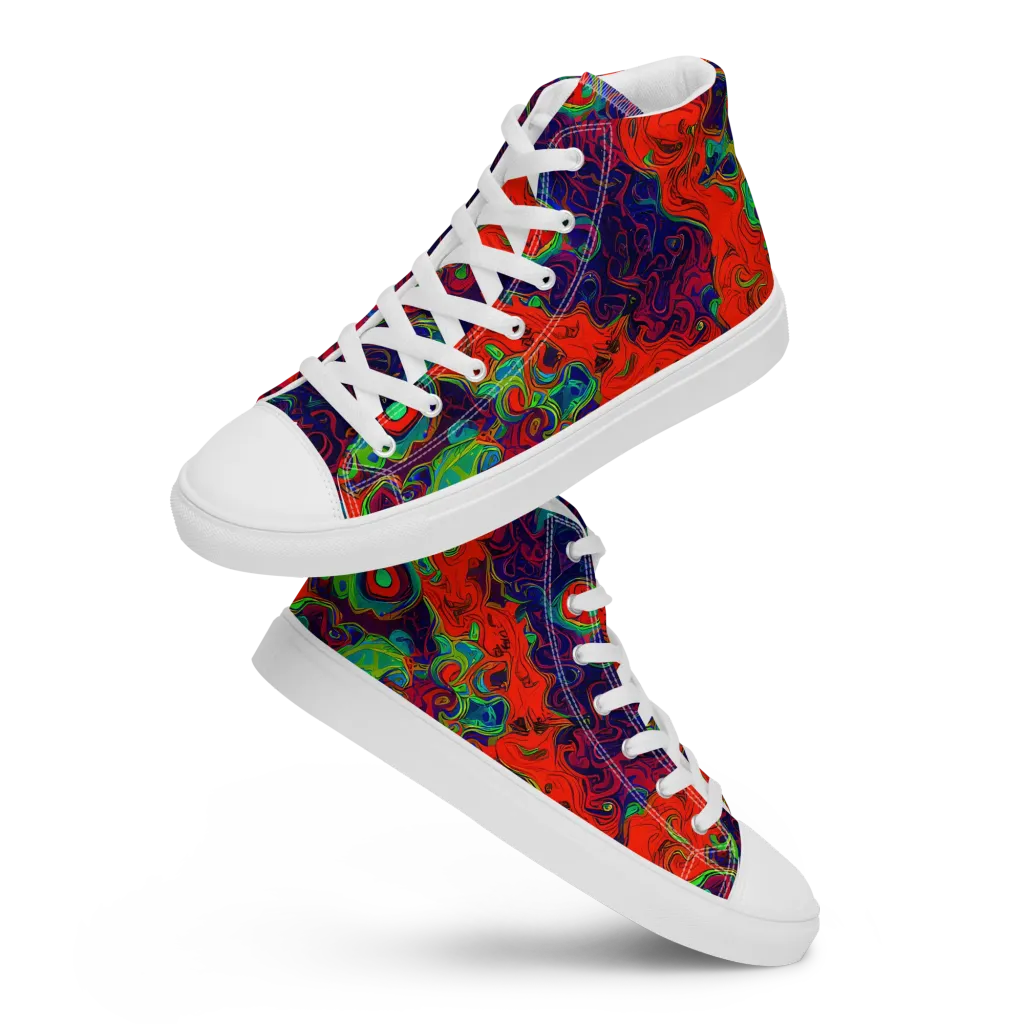 Inferno Ripple on Men's High Top Canvas Shoes — Front
