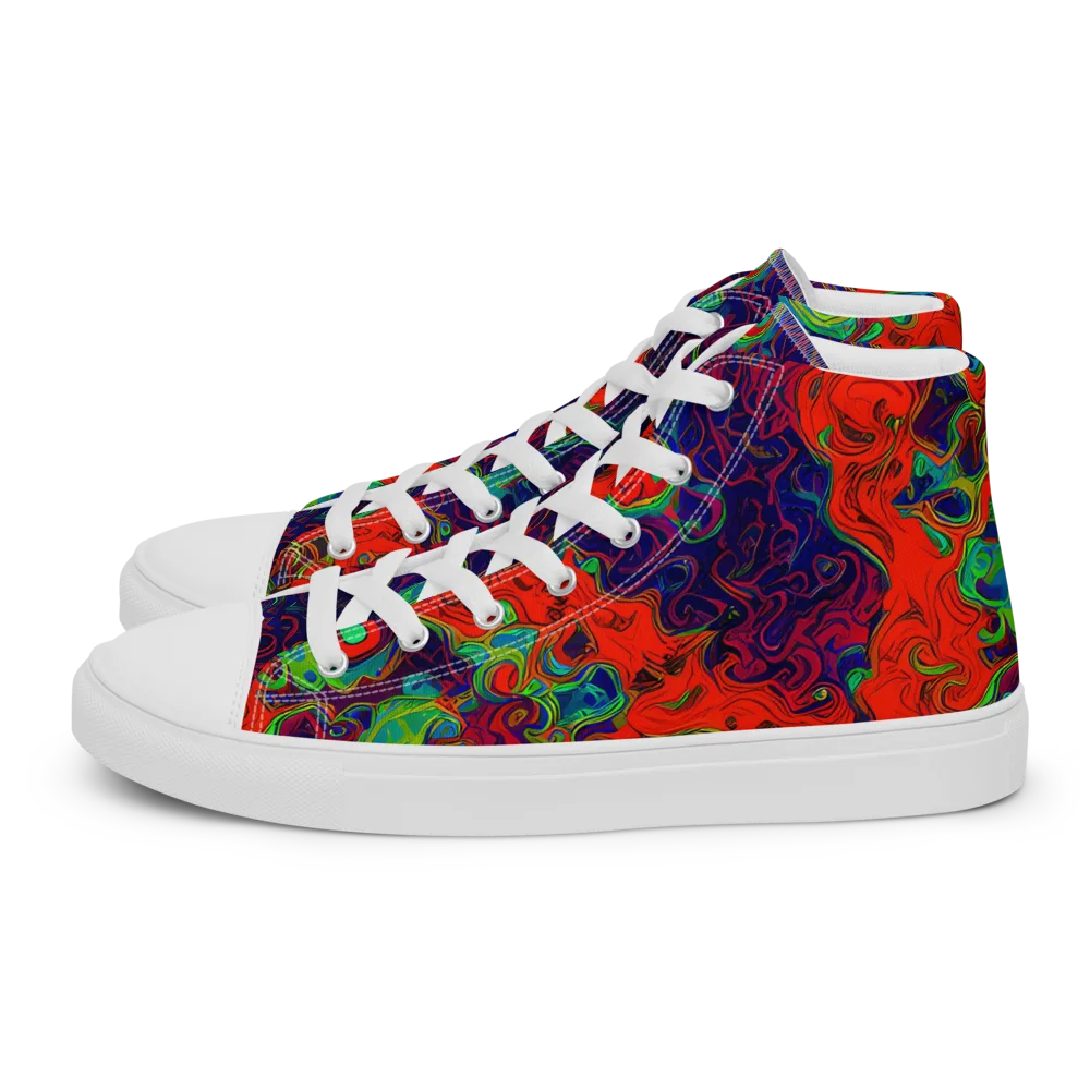 Inferno Ripple on Women's High Top Canvas Shoes — Left
