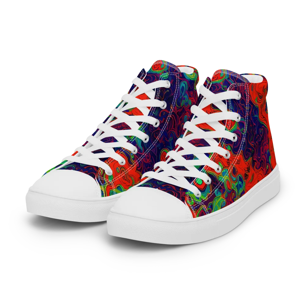 Inferno Ripple on Women's High Top Canvas Shoes — Left Front