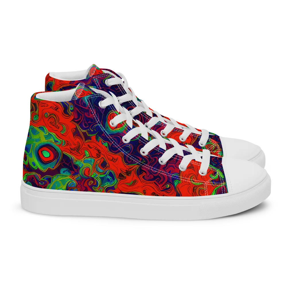 Inferno Ripple on Women's High Top Canvas Shoes — Right