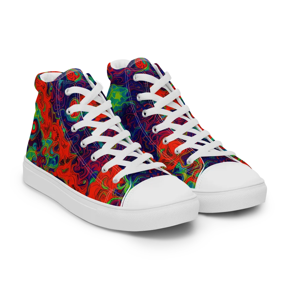 Inferno Ripple on Women's High Top Canvas Shoes — Right Front