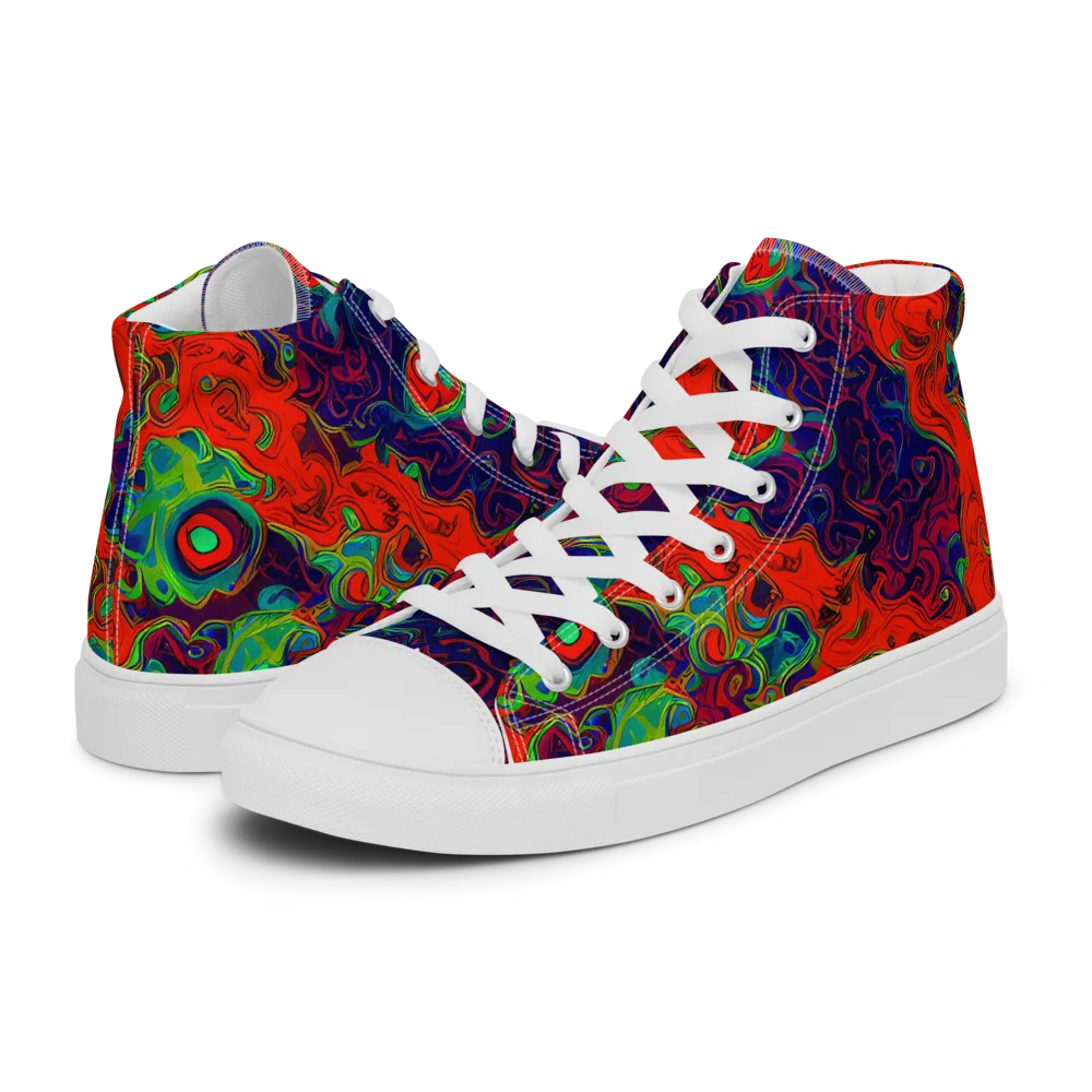 Inferno Ripple on Women's High Top Canvas Shoes — Left