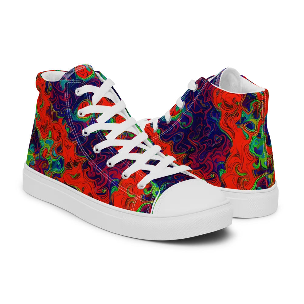 Inferno Ripple on Women's High Top Canvas Shoes — Right