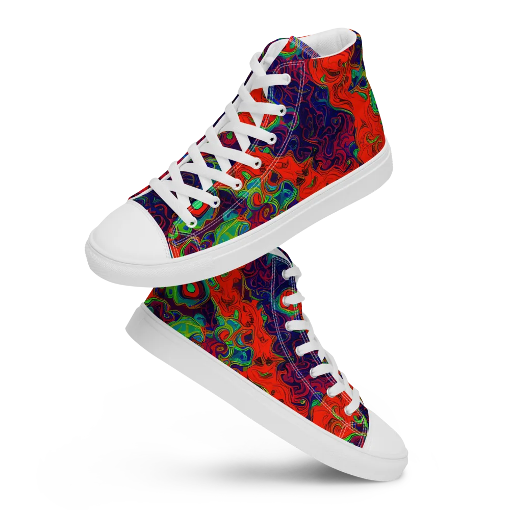 Inferno Ripple on Women's High Top Canvas Shoes — Front