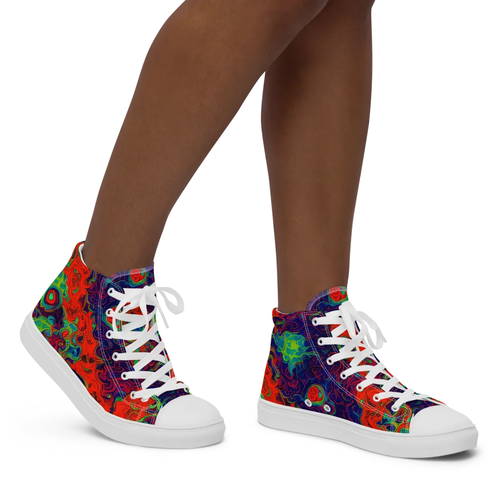 Inferno Ripple on Women's High Top Canvas Shoes — Right