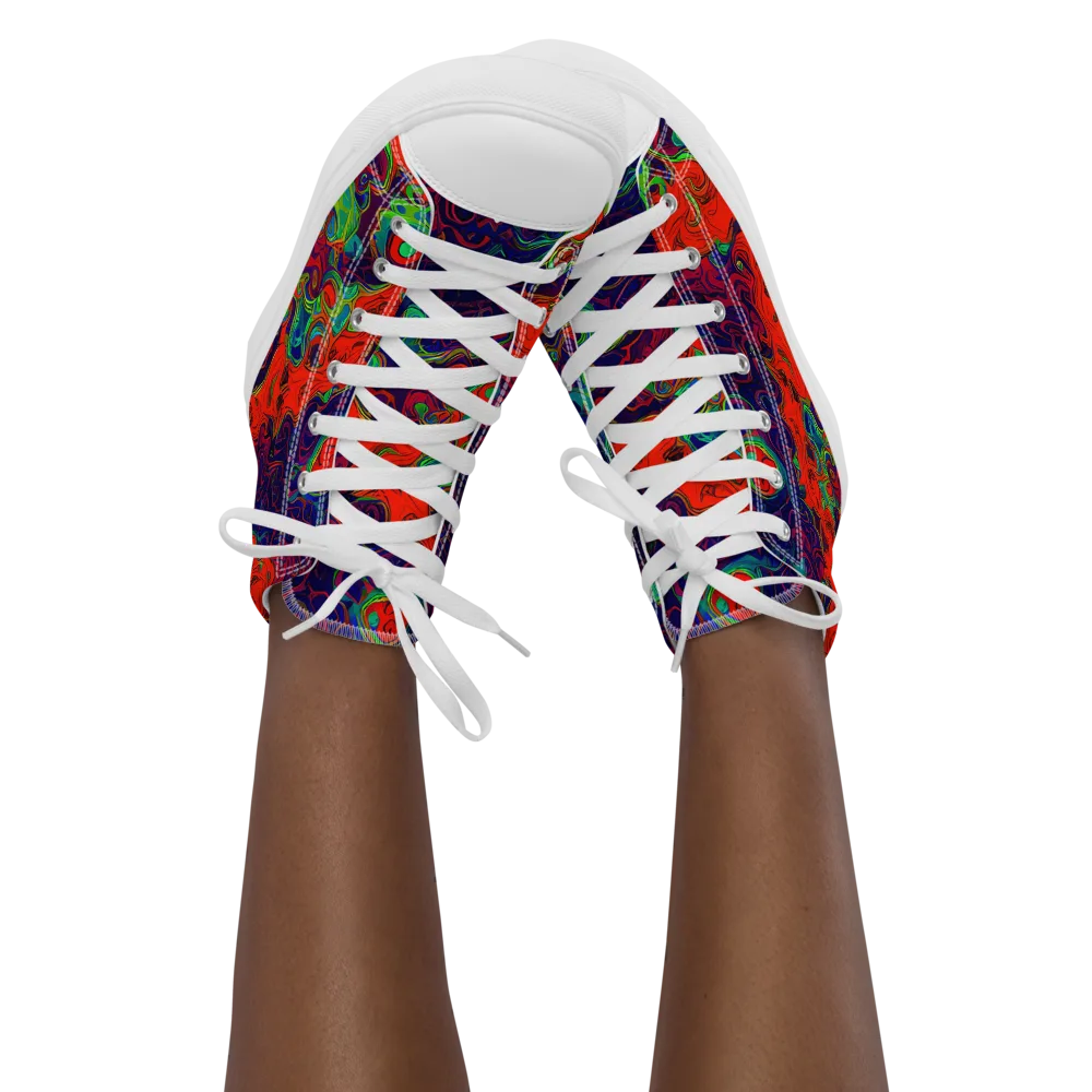 Inferno Ripple on Women's High Top Canvas Shoes — Front