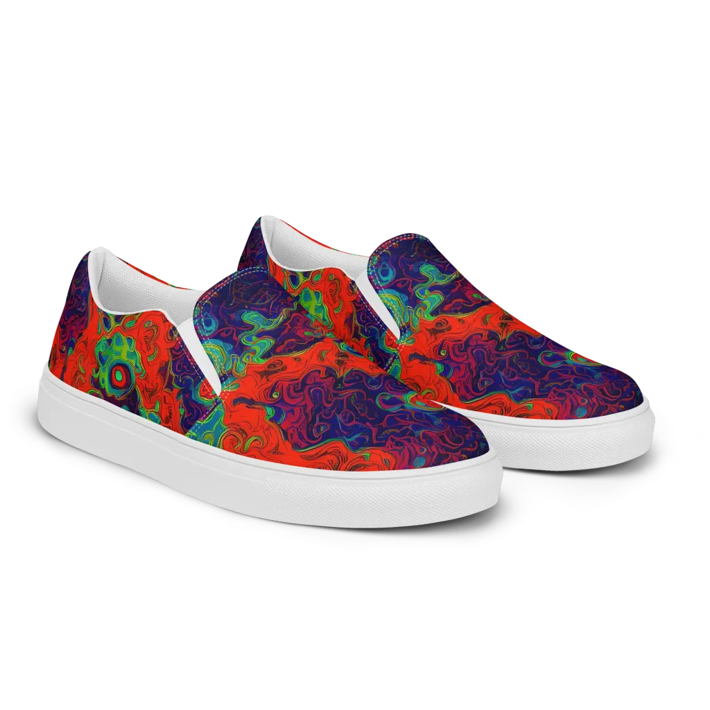 Inferno Ripple on Men's Slip-On Canvas Shoes — Right Front