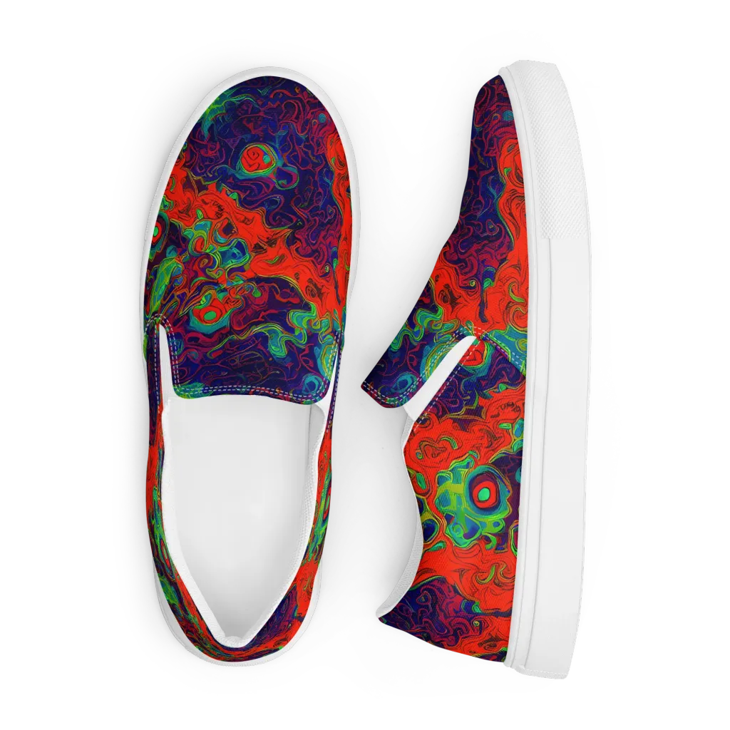 Inferno Ripple on Men's Slip-On Canvas Shoes — Front