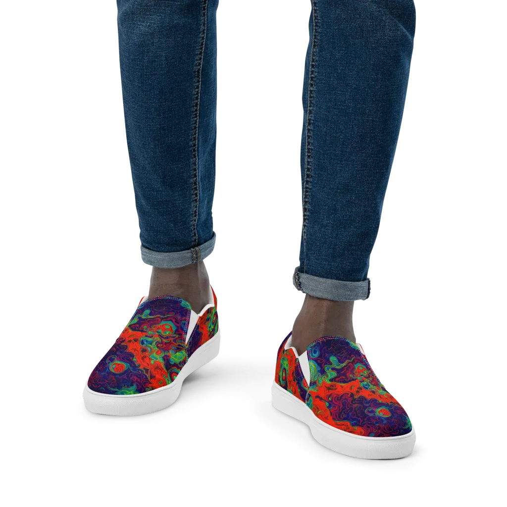 Inferno Ripple on Men's Slip-On Canvas Shoes — Front