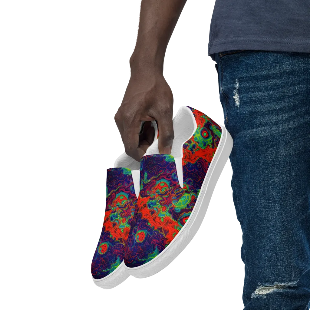 Inferno Ripple on Men's Slip-On Canvas Shoes — Left Front