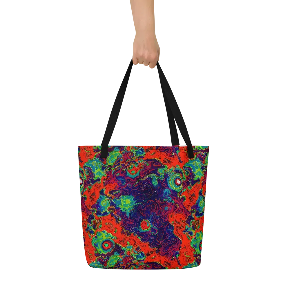 Inferno Ripple on Large Tote Bag W/ Pocket — Front