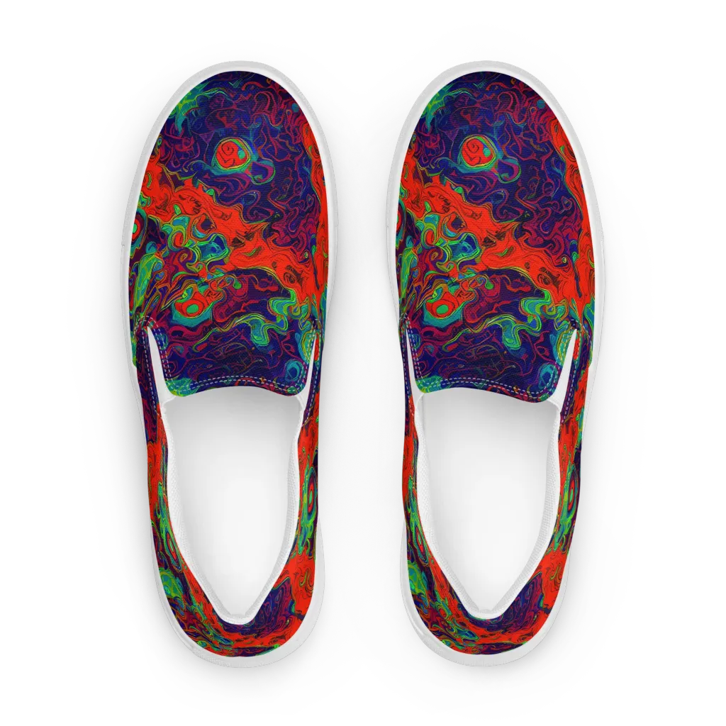 Inferno Ripple on Women's Slip-On Canvas Shoes — Front
