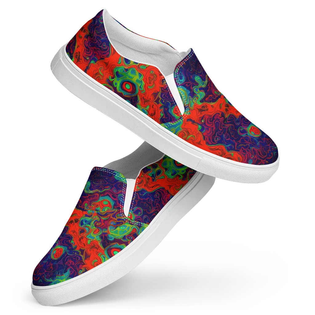 Inferno Ripple on Women's Slip-On Canvas Shoes — Front