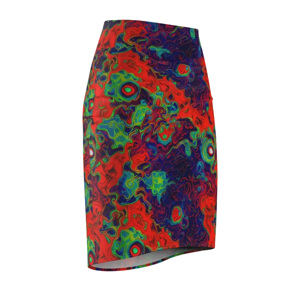 Inferno Ripple on Pencil Skirt — Front Side
