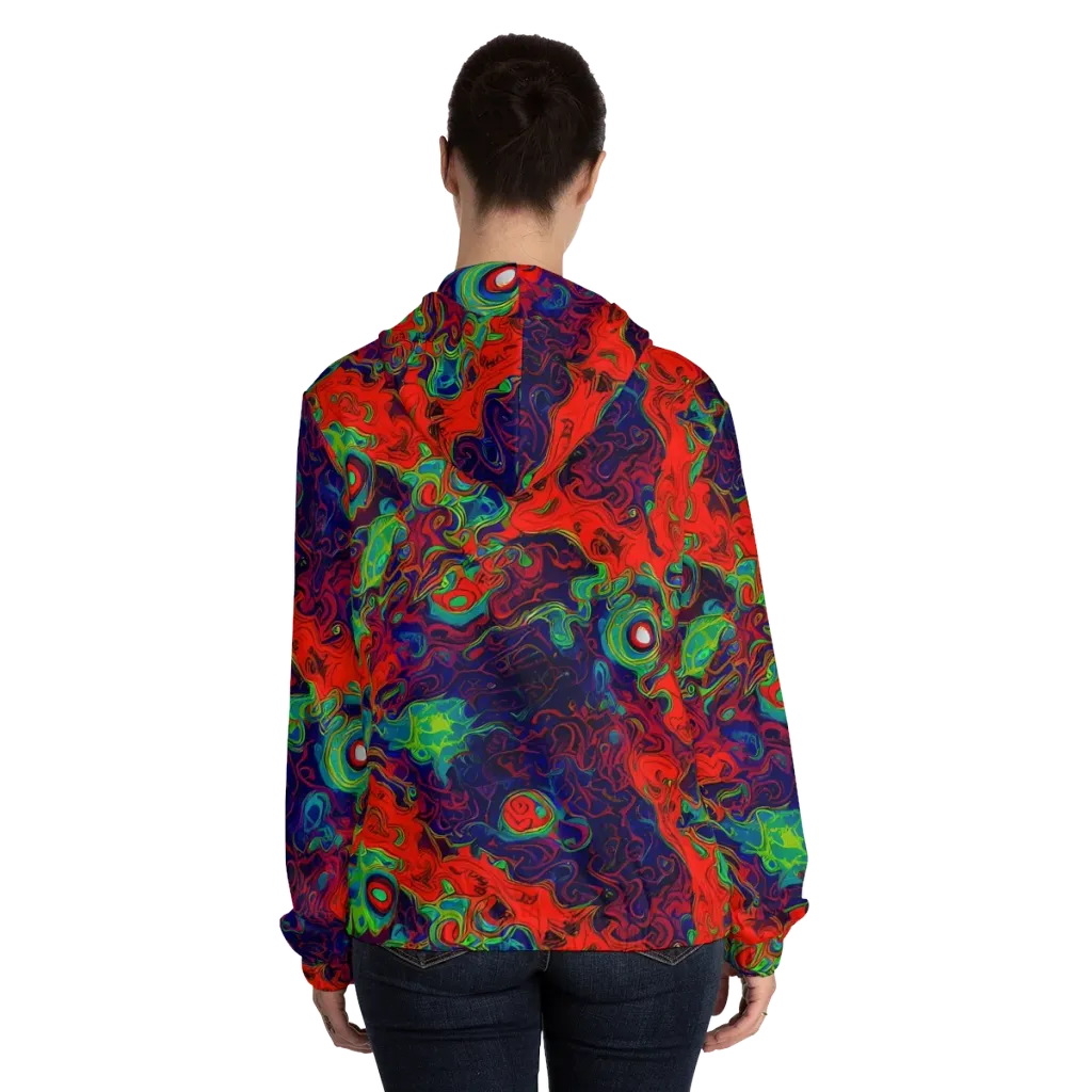 Inferno Ripple on Women's Full-Zip Hoodie — Back On Person
