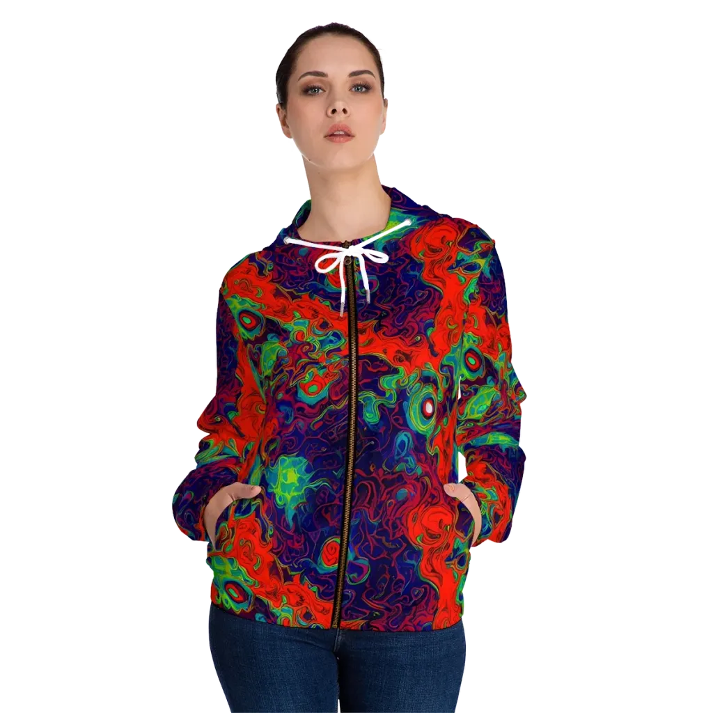 Inferno Ripple on Women's Full-Zip Hoodie — Front On Person