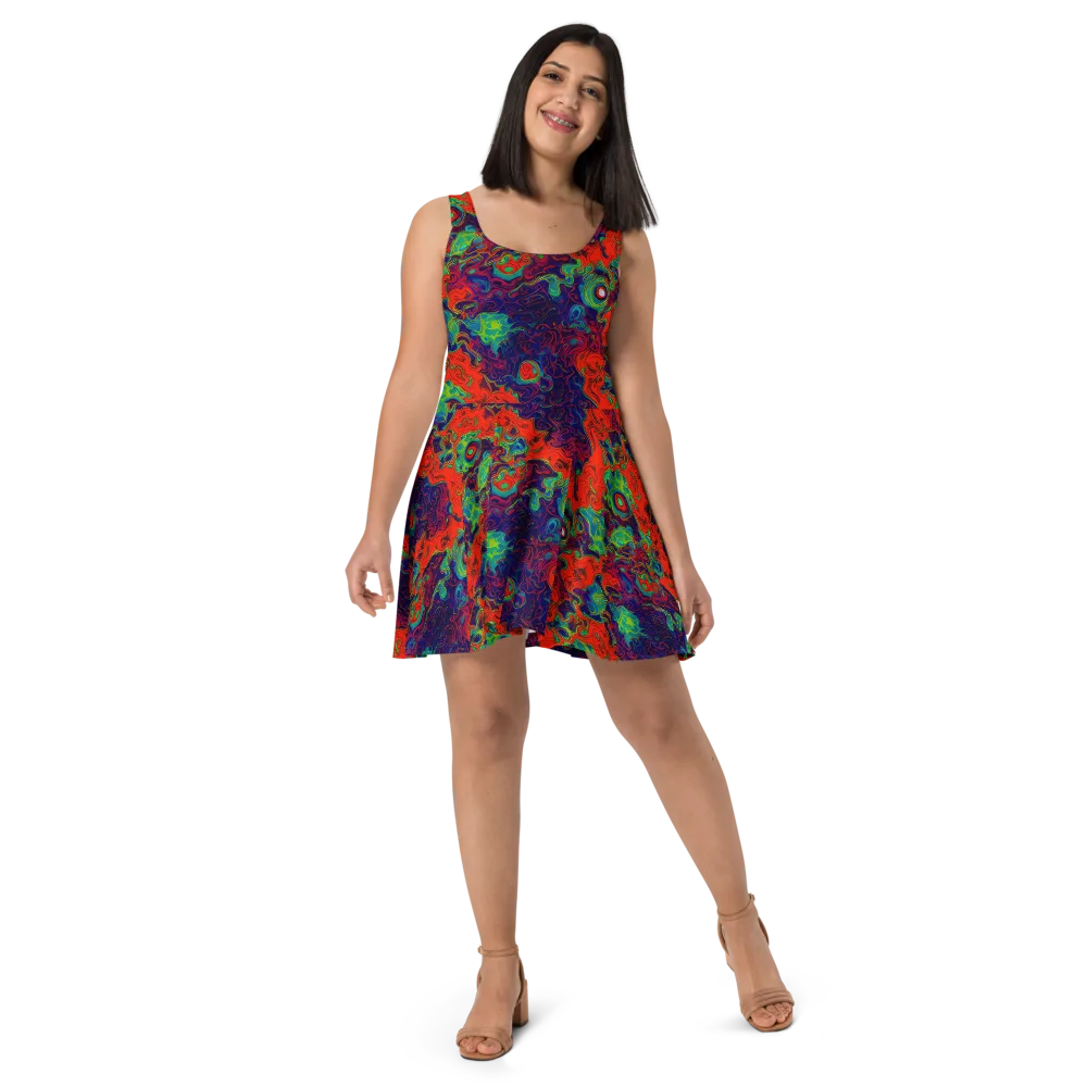 Inferno Ripple on Skater Dress — Front