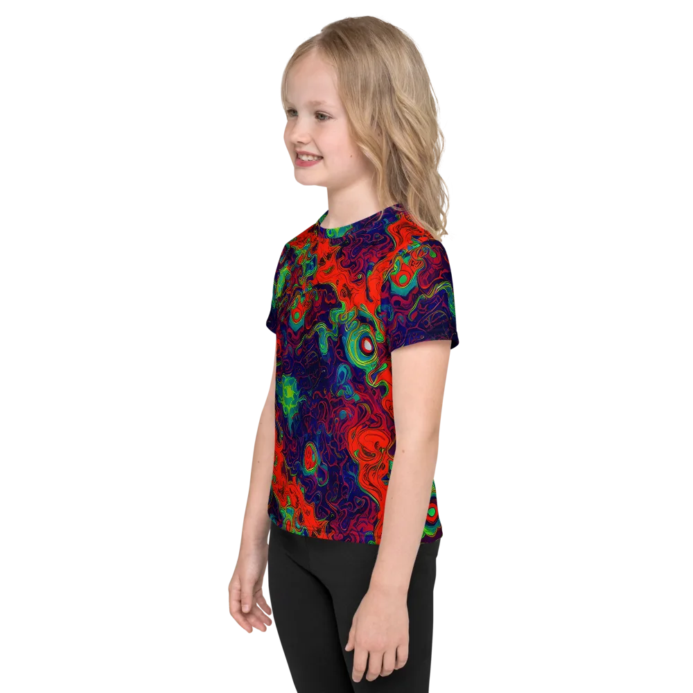 Inferno Ripple on Kids Crew Neck T-Shirt — Left