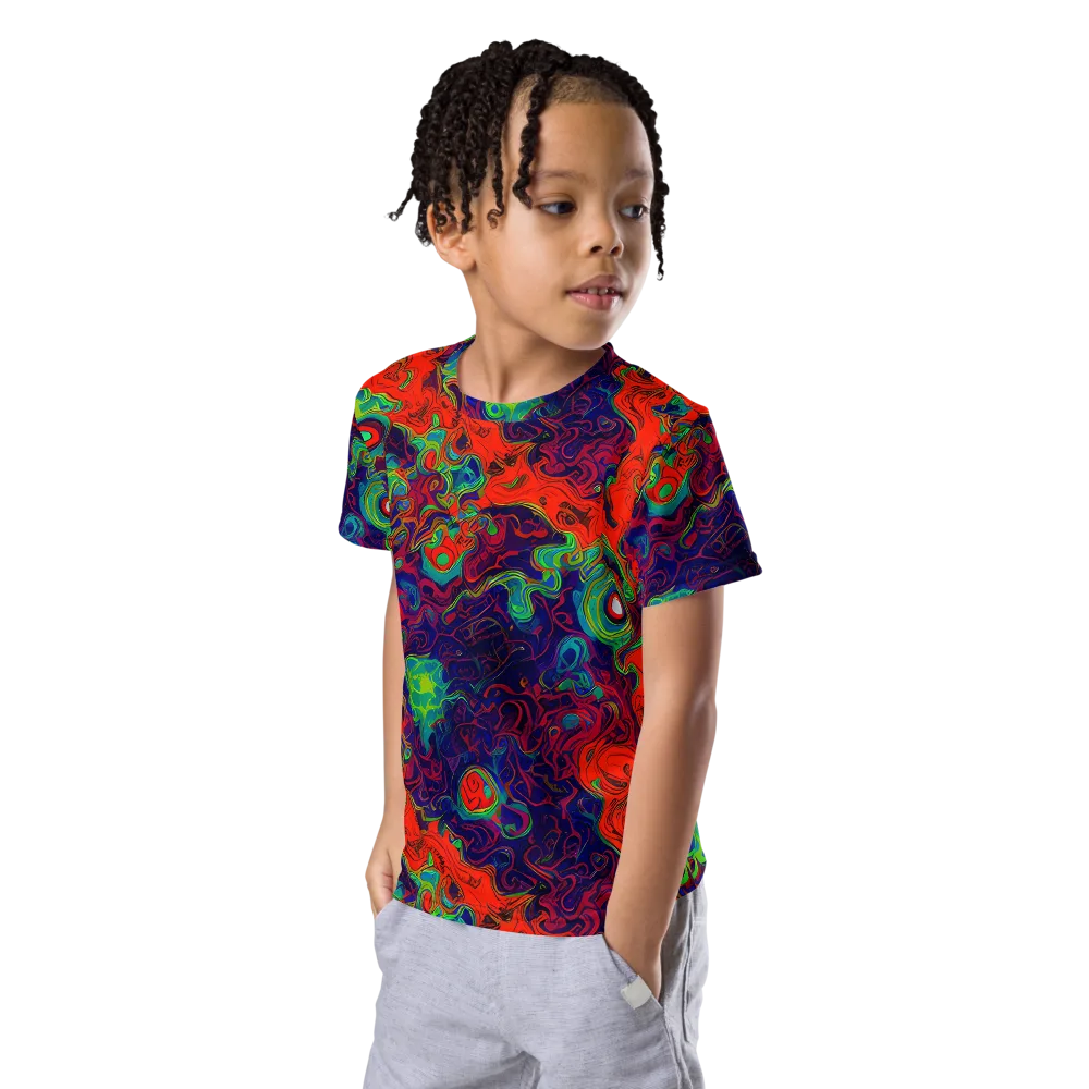 Inferno Ripple on Kids Crew Neck T-Shirt — Left Front
