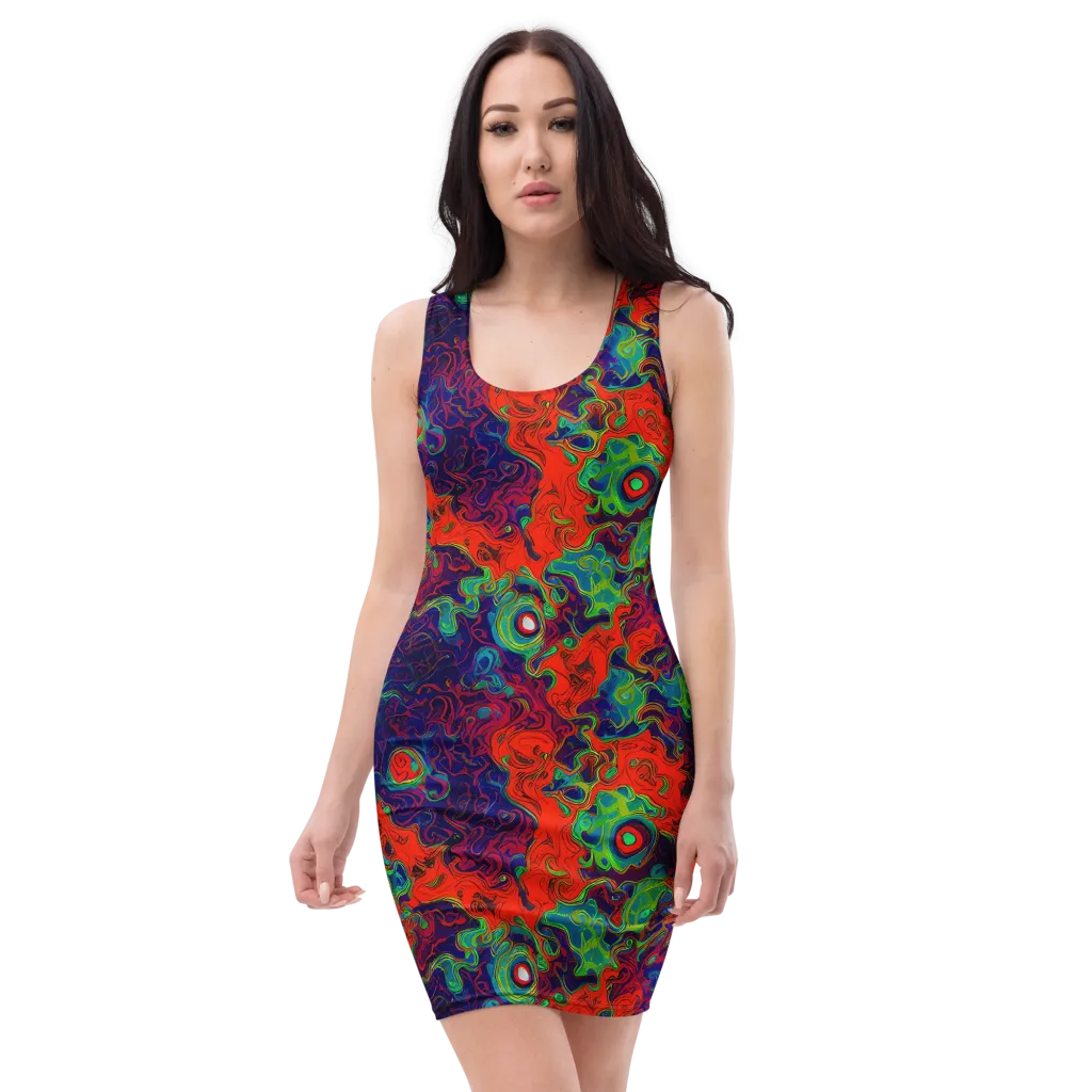 Inferno Ripple on Bodycon Dress — Front
