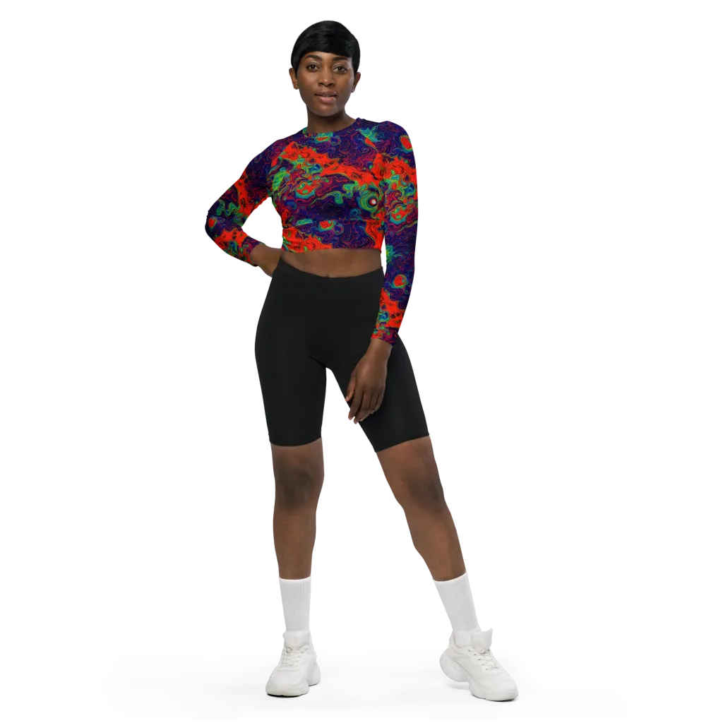 Inferno Ripple on Long Sleeve Crop Top — Front