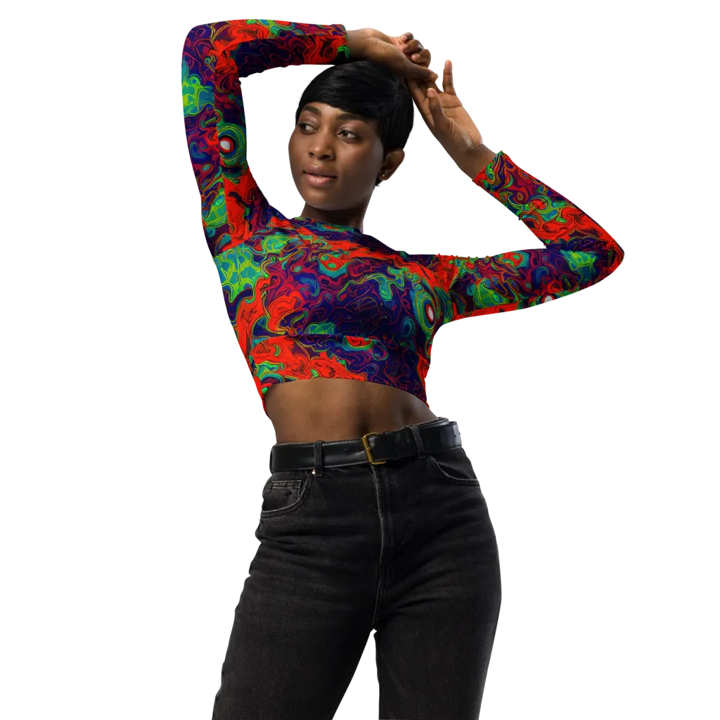 Inferno Ripple on Long Sleeve Crop Top — Front