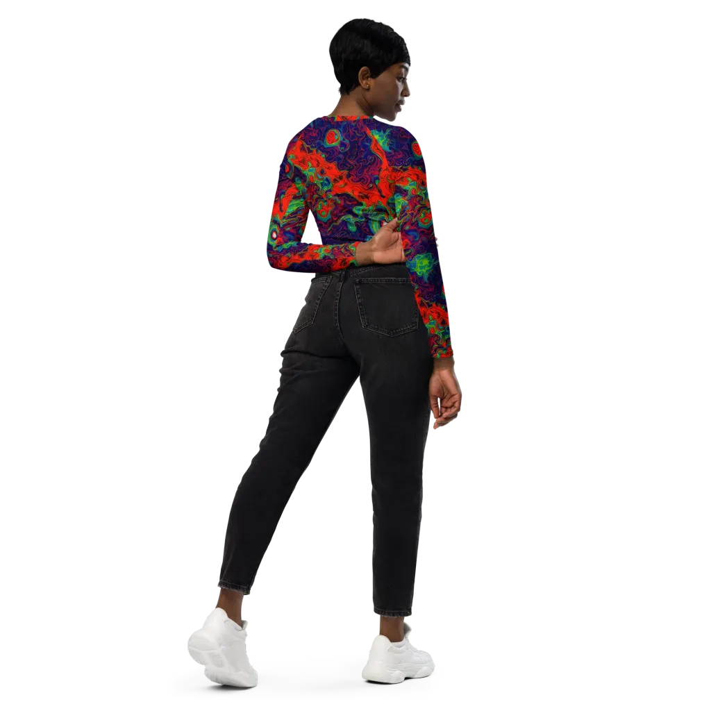 Inferno Ripple on Long Sleeve Crop Top — Right Back