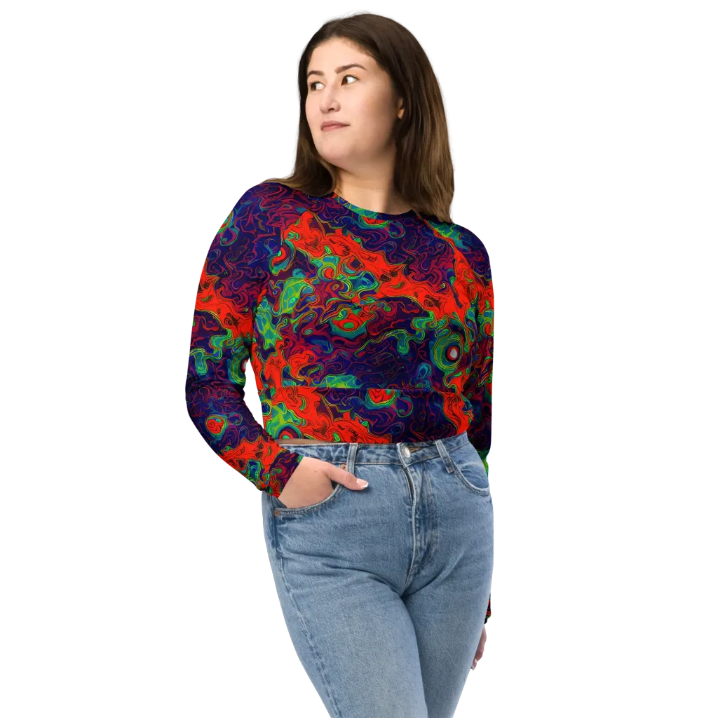 Inferno Ripple on Long Sleeve Crop Top — Front