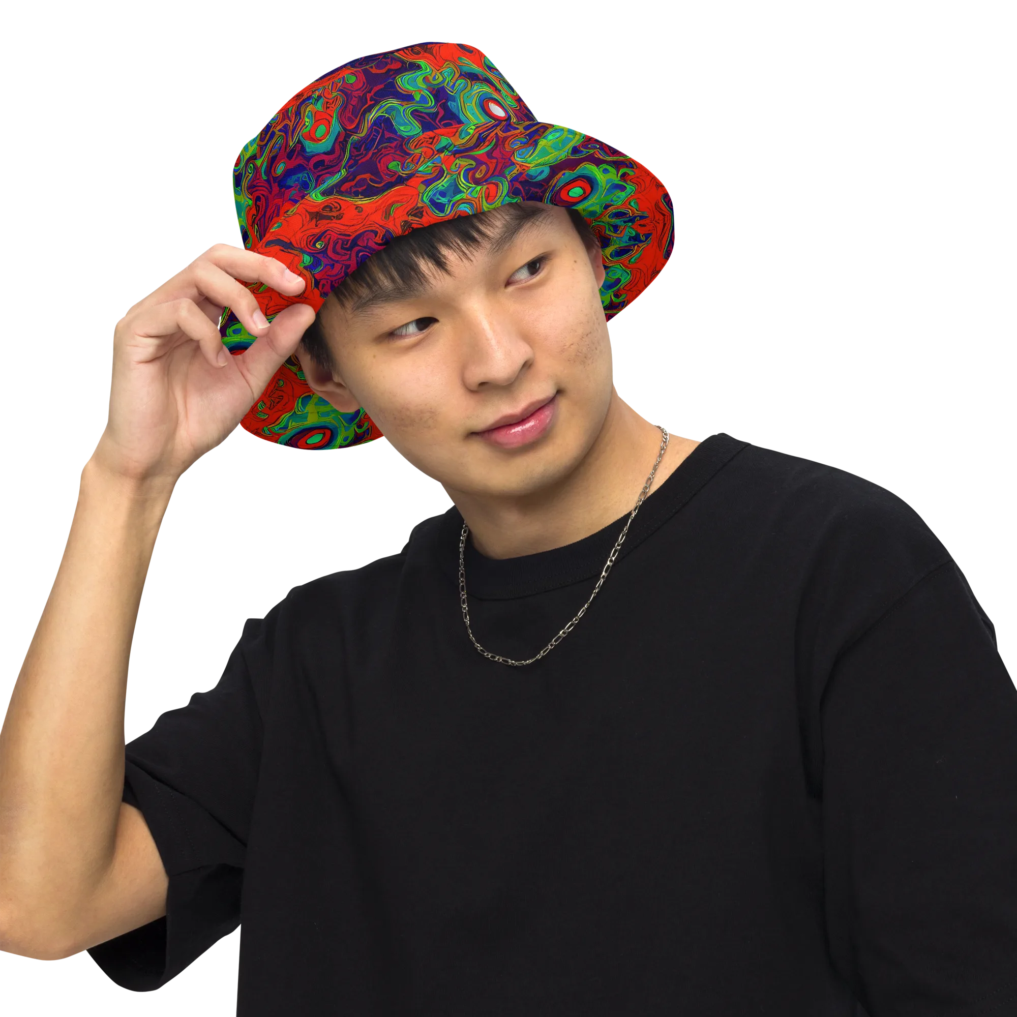 Inferno Ripple on Reversible Bucket Hat — Front Inside