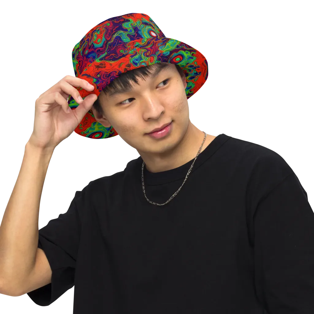 Inferno Ripple on Reversible Bucket Hat — Front Inside