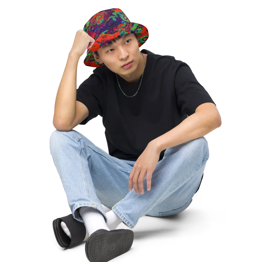 Inferno Ripple on Reversible Bucket Hat — Front 2 Inside